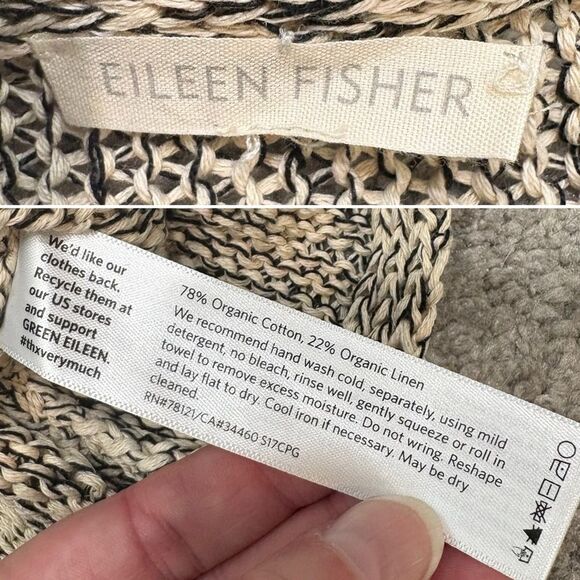 Eileen Fisher Open Knit Marled Organic Cotton Organic Linen Sweater Size M - Picture 5 of 12